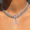 Collier femme lettre avec zircons 3