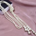 Collier long en perles pour femmes avec nœud D110 2