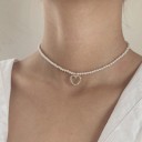 Collier perlé pour femme avec cœur D274 2