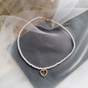 Collier perlé pour femme avec cœur D274 4