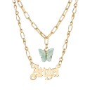 Collier pour femme avec papillon et inscription 1