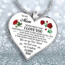 Collier pour femme en forme de cœur avec texte 3