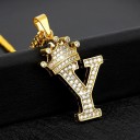 Collier pour femme lettre avec couronne 27