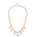 Collier pour femmes avec inscription et papillons 2