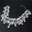 Collier ras du cou en dentelle pour femmes avec perles 2