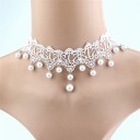 Collier ras du cou en dentelle pour femmes avec perles 3