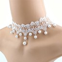 Collier ras du cou en dentelle pour femmes avec perles 5