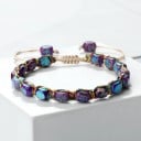 Colourful Bracelet Made of Natural Stones 17–29 cm Adjustable 7×5 mm Beads Waxed Cord Hand-Tied Knot Jewellery Accessory 1