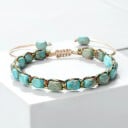Colourful Bracelet Made of Natural Stones 17–29 cm Adjustable 7×5 mm Beads Waxed Cord Hand-Tied Knot Jewellery Accessory 8