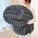 Colourful Fluffy Blanket with Wide Stripes 150 x 200 cm Multifunctional Blanket Throw Bedspread 8
