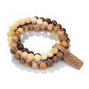 Colourful Natural Stone Bracelet 19 cm 8 mm Beads Elastic Bracelet Multi-layered Jewellery Accessory 3
