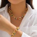 Colourful Set Necklace 40+7 cm Bracelet 16+5 cm Bohemian Jewellery Made of Zinc Alloy Classic Women's Accessories Party Gift 4