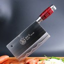 Coltello da cucina cinese per verdure e carne Lama larga in acciaio al carbonio Lunghezza della lama 19 cm Lunghezza totale 30 cm Foro 3