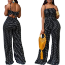 Combinaison Femme Motif à Pois Pantalons Larges Bretelles Fines Liens dans le Dos Décolleté Rond Polyester Léger 4