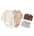 Combinaison pour nouveau-né en coton avec motif de chien Unicolore Fermeture à pressions Col rond Pour garçons et filles Pyjama confortable 9