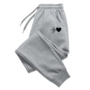 Comfortabele losse joggingbroek voor dames met hartjesprint Casual zachte broek voor thuis en buiten Comfortabele sportbroek met elastische 4