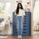 Cómoda para dormitorio 124 x 45 x 40 cm con nueve cajones y recortes para agarre Cómoda con cajones sin tiradores con cajones más bajos y más altos 15