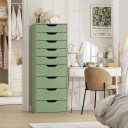 Cómoda para dormitorio 124 x 45 x 40 cm con nueve cajones y recortes para agarre Cómoda con cajones sin tiradores con cajones más bajos y más altos 17