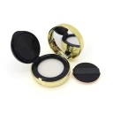 Compact Powder Case with Mirror and Sponge Round Pouch 5.2 cm Plastic Gold Cosmetic Pouch for Handbag 1