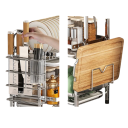 Compact Two-Tier Dish Drainer 42 x 23.5 x 42 cm Stainless Steel with Cutlery Holder and Chopping Board Silver 2
