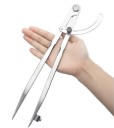 Compasso de ponta para madeira com diâmetro máximo de 20 cm Compasso de oficina profissional com arco Compasso de carpinteiro com suporte para lápis Compasso metálico de 30,5 cm 3