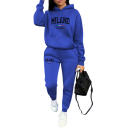 Completo da donna con pantaloni, felpa con cappuccio e stampa Milano, poliestere 2