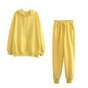 Completo da donna felpa con cappuccio e pantaloni Taglio ampio Tasca a marsupio Polsini a costine Vita elastica con cordino Tasche 6