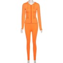 Completo da donna felpa con zip e cappuccio e leggings Taglio attillato Maniche lunghe Coulisse Poliestere elastico con spandex 3