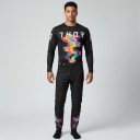 Completo da motocross maglia e pantaloni Maglia perforata a maniche lunghe e pantaloni con fibbia Poliestere e nylon Nero con motivo arcobaleno 1