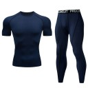 Completo da uomo con leggings e t-shirt a manica corta, scollo rotondo, poliestere 5