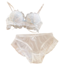 Completo di biancheria intima da donna in pizzo con dettagli in laccetti e volant in cotone leggero, reggiseno e slip per l'uso quotidiano 3