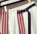 Completo donna camicia rosa a righe e gonna bianca con inserti a righe Camicia con colletto e maniche a tre quarti Gonna con cintura Poliestere 4