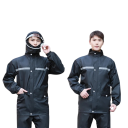 Completo impermeabile da moto unisex giacca e pantaloni neri protezione contro la pioggia guida in moto uso esterno 2