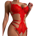 Completo intimo da donna in pizzo con design unito e reggicalze in poliestere nylon per uso quotidiano 3