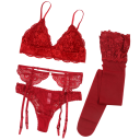 Completo intimo da donna in pizzo con reggicalze e calze reggicalze reggiseno mutandine poliammide elastan per uso quotidiano 1