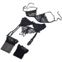 Completo intimo da donna in pizzo con reggicalze, reggiseno, mutandine e accessori in poliestere ed elastan per uso quotidiano 7