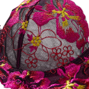 Completo intimo da donna in pizzo con ricamo floreale reggiseno e slip poliestere elastan rosa per uso quotidiano 4