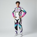 Completo motocross maglia e pantaloni Maglia a maniche lunghe e pantaloni con fibbia Poliestere e nylon Bianco con elementi rosa e turchesi 2
