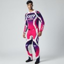 Completo Motocross Maglia e Pantaloni Maglia a maniche lunghe e pantaloni con fibbia Poliestere e nylon Rosa con elementi bianchi e blu Per 2