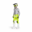 Completo motocross maglia e pantaloni Maglia perforata a maniche lunghe e pantaloni con fibbia Poliestere e nylon Maglia grigia e pantaloni gialli 1
