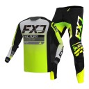Completo motocross per bambini maglia e pantaloni Unisex a maniche lunghe in poliestere e nylon Nero e giallo neon per motocross e fuoristrada 1