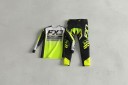 Completo motocross per bambini maglia e pantaloni Unisex a maniche lunghe in poliestere e nylon Nero e giallo neon per motocross e fuoristrada 4