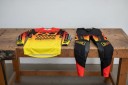 Completo motokros per bambini maglia e pantaloni Unisex a maniche lunghe in poliestere e nylon Nero-rosso-giallo per motokros e enduro 4
