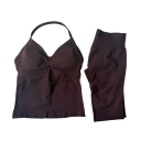 Completo sportivo da donna con leggings e canotta, monocolore, nylon, poliestere, comodo e stiloso per fitness e allenamento 12