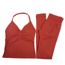 Completo sportivo da donna con leggings e canotta, monocolore, nylon, poliestere, comodo e stiloso per fitness e allenamento 26