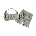 Completo sportivo da donna con pantaloni corti e reggiseno sportivo, monocolore, nylon, spandex, comodo e alla moda per fitness e allenamento 12