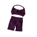 Completo sportivo da donna con pantaloni corti e reggiseno sportivo, monocolore, nylon, spandex, comodo e alla moda per fitness e allenamento 21