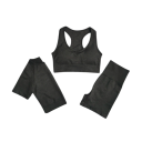 Completo sportivo da donna Pantaloni corti reggiseno sportivo e t-shirt a maniche corte Completo fitness monocolore in nylon 1