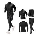 Completo sportivo da uomo legging, pantaloni corti, felpa, maglietta a maniche lunghe, poliestere, spandex 1