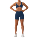 Compleu damă cu pantaloni scurți și sutien sport, într-o singură culoare, spandex, nylon 7